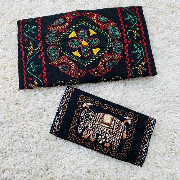 Bird & Elephant Embroidery (2) Set Small Clutch Wallet - Picture 4 of 7
